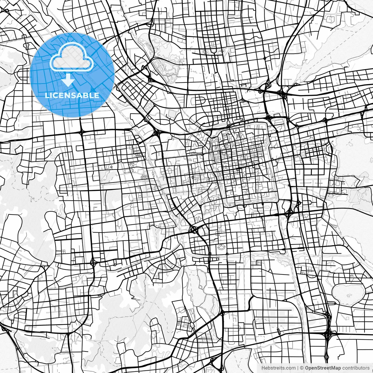Vector PDF map of Suzhou, China