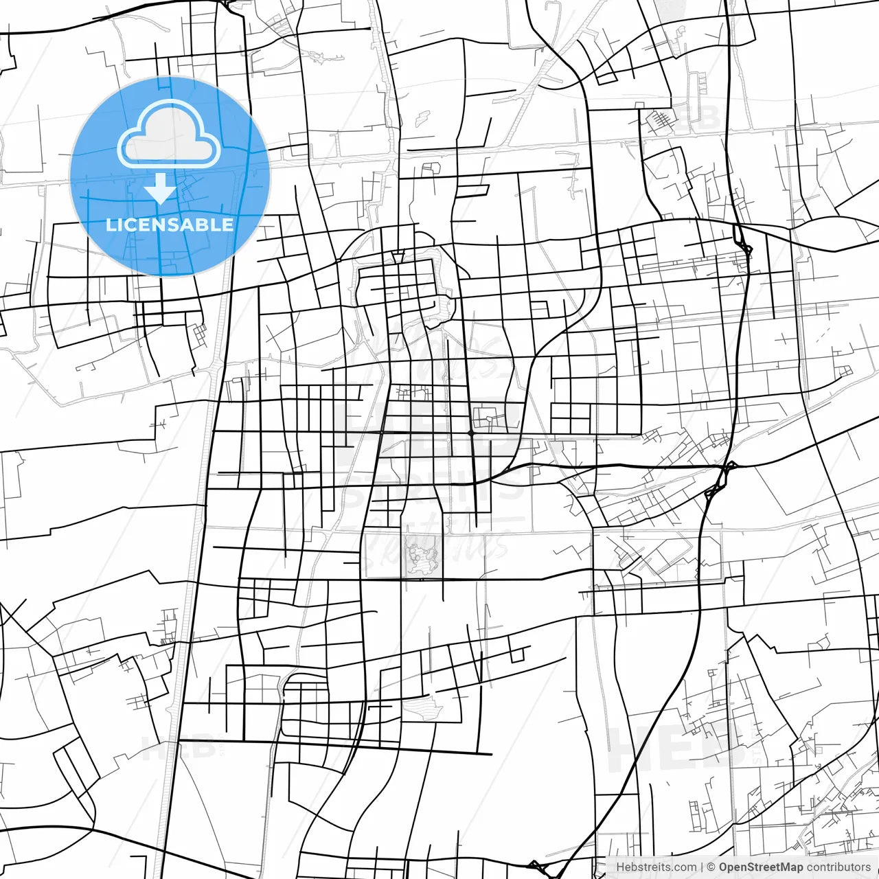 Vector PDF map of Taizhou, China
