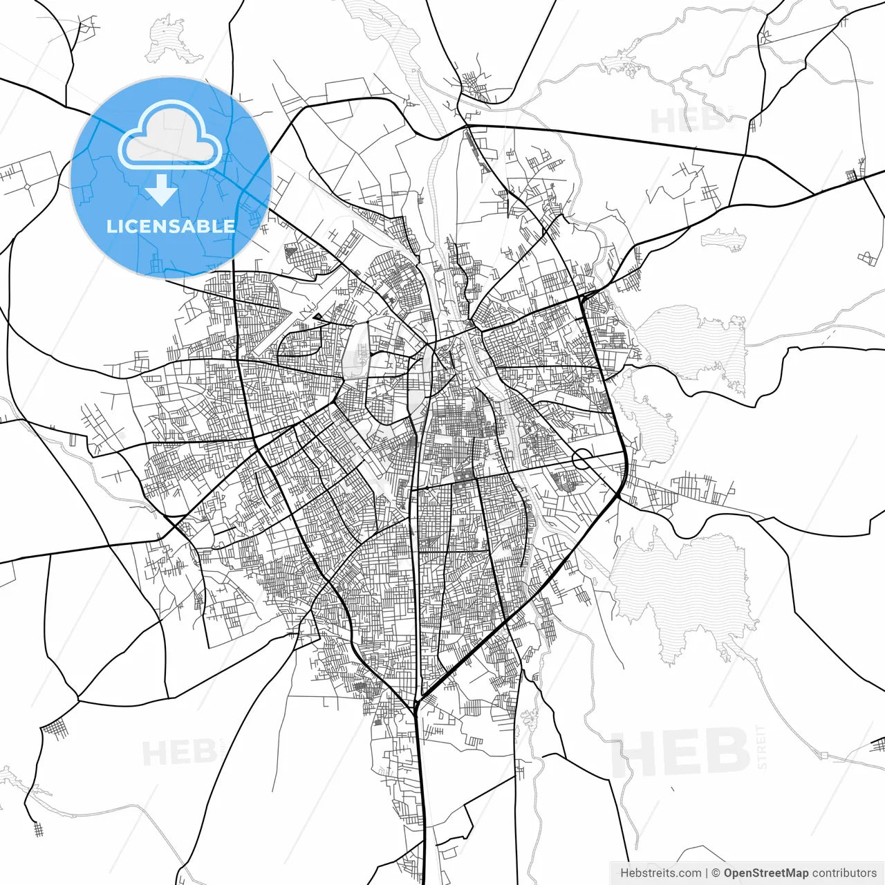 Vector PDF map of Rajkot, India