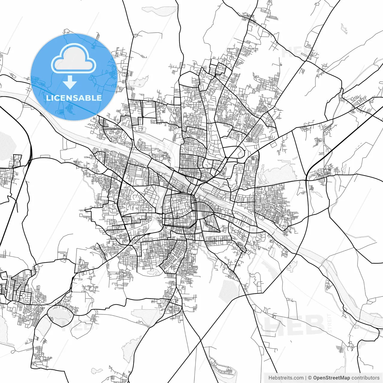 Vector PDF map of Madurai, India