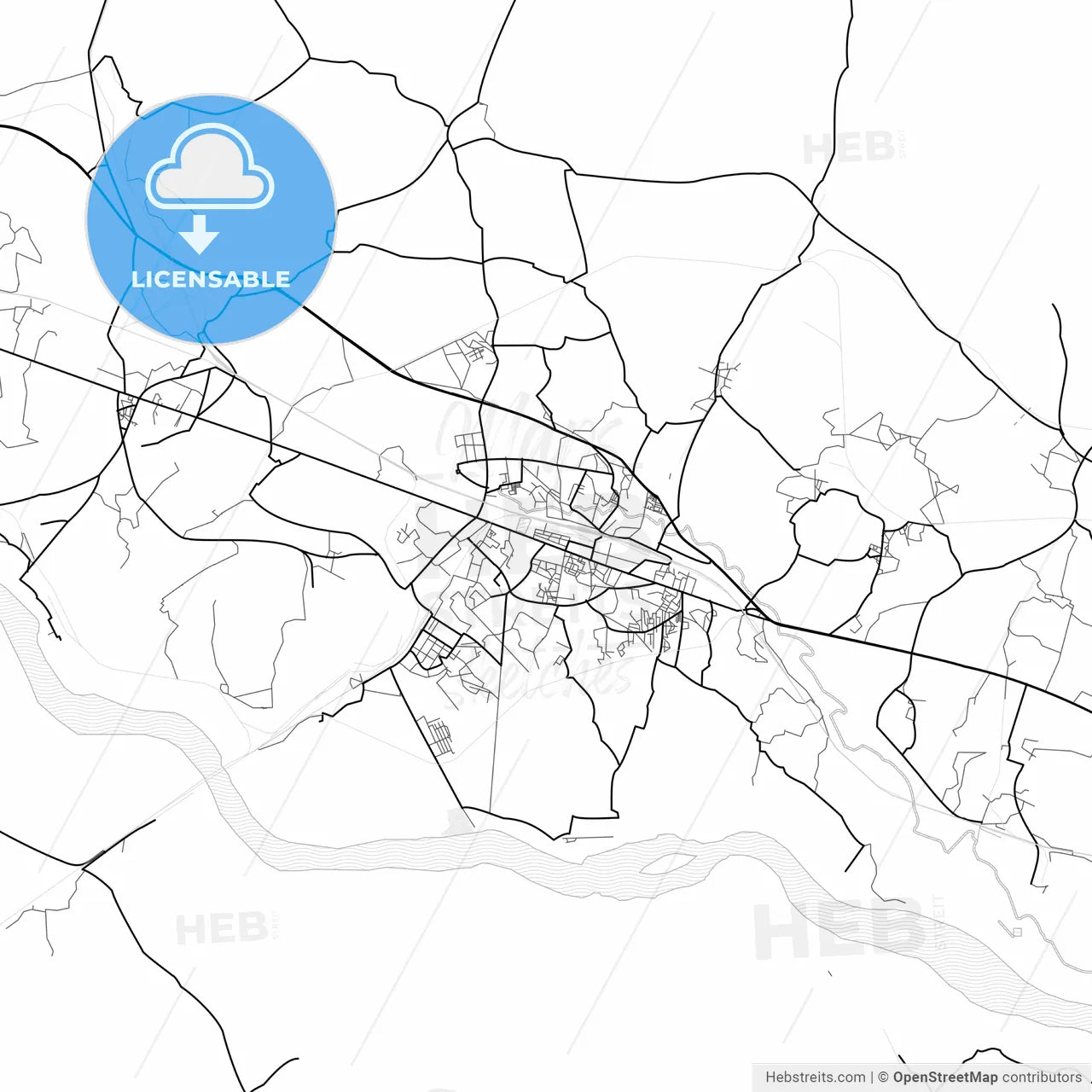 Vector PDF map of Asansol, India