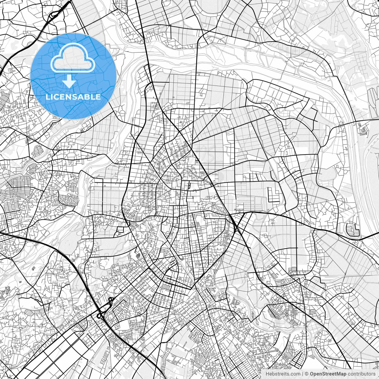 Vector PDF map of Kawagoe, Japan