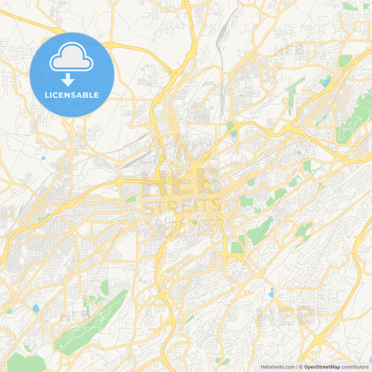 Empty vector map of Birmingham, Alabama, USA