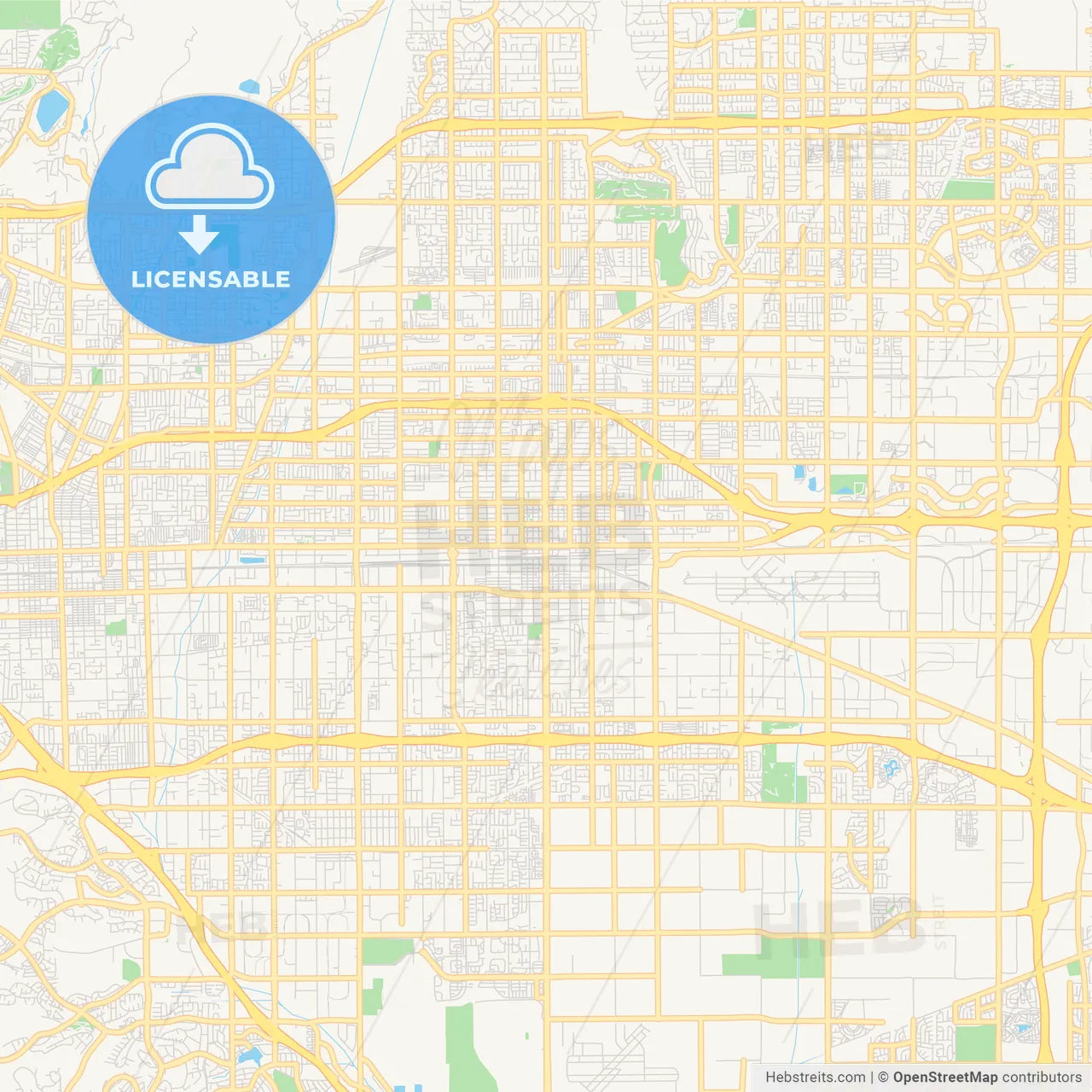 Empty vector map of Ontario, California, USA