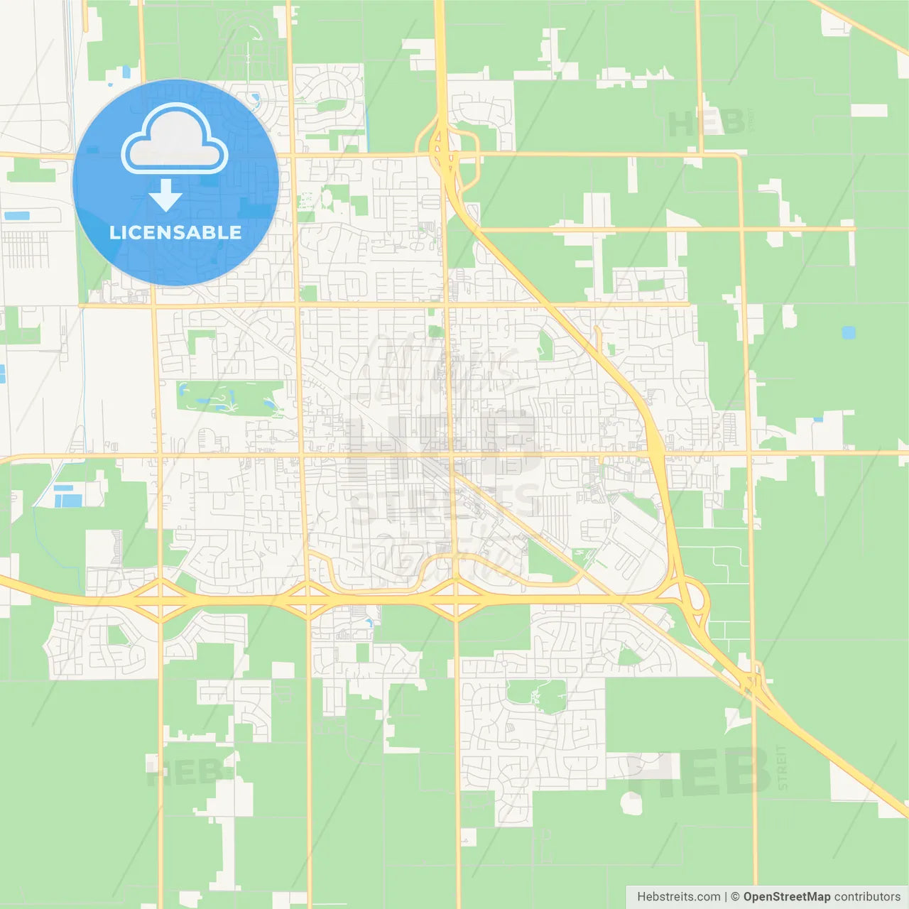 Empty vector map of Manteca, California, USA