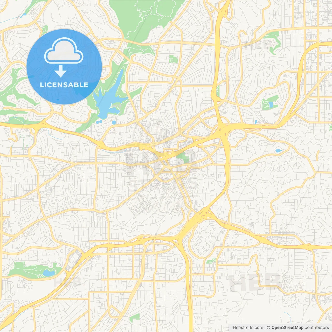Empty vector map of La Mesa, California, USA