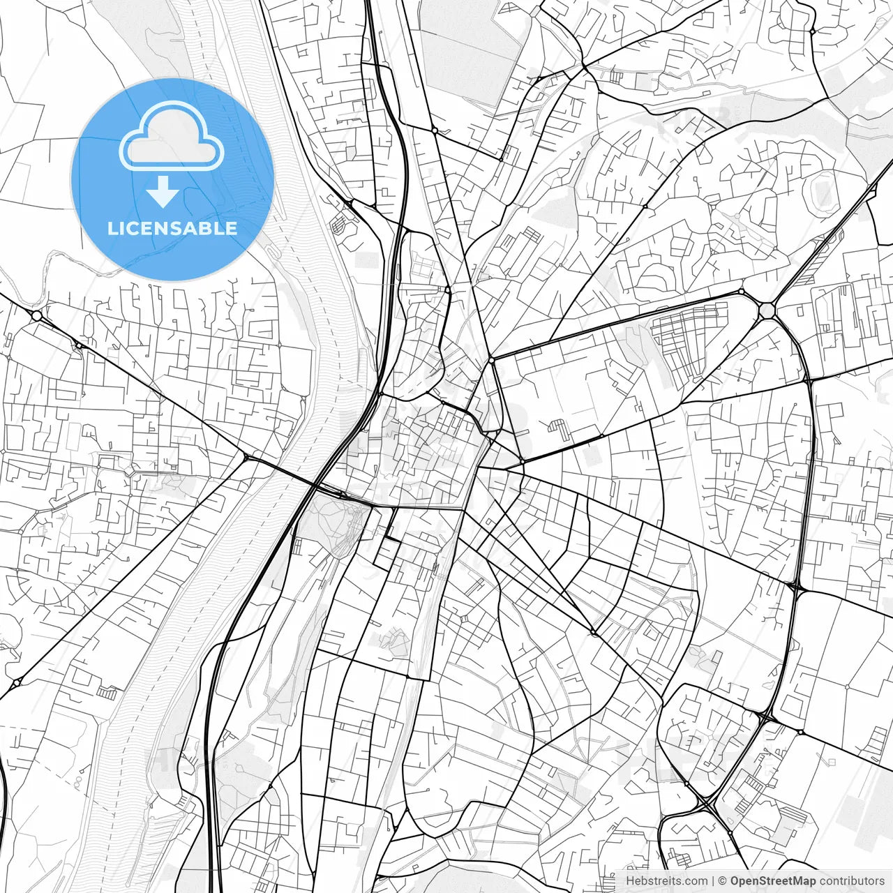 Vector PDF map of Valence, France