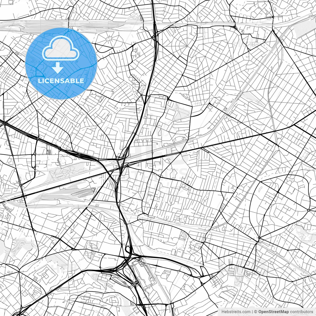 Vector PDF map of Bondy, France