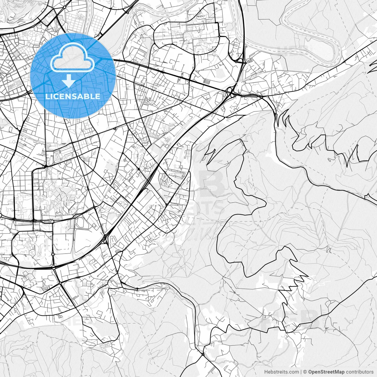Vector PDF map of Saint-Martin-d Hères, France