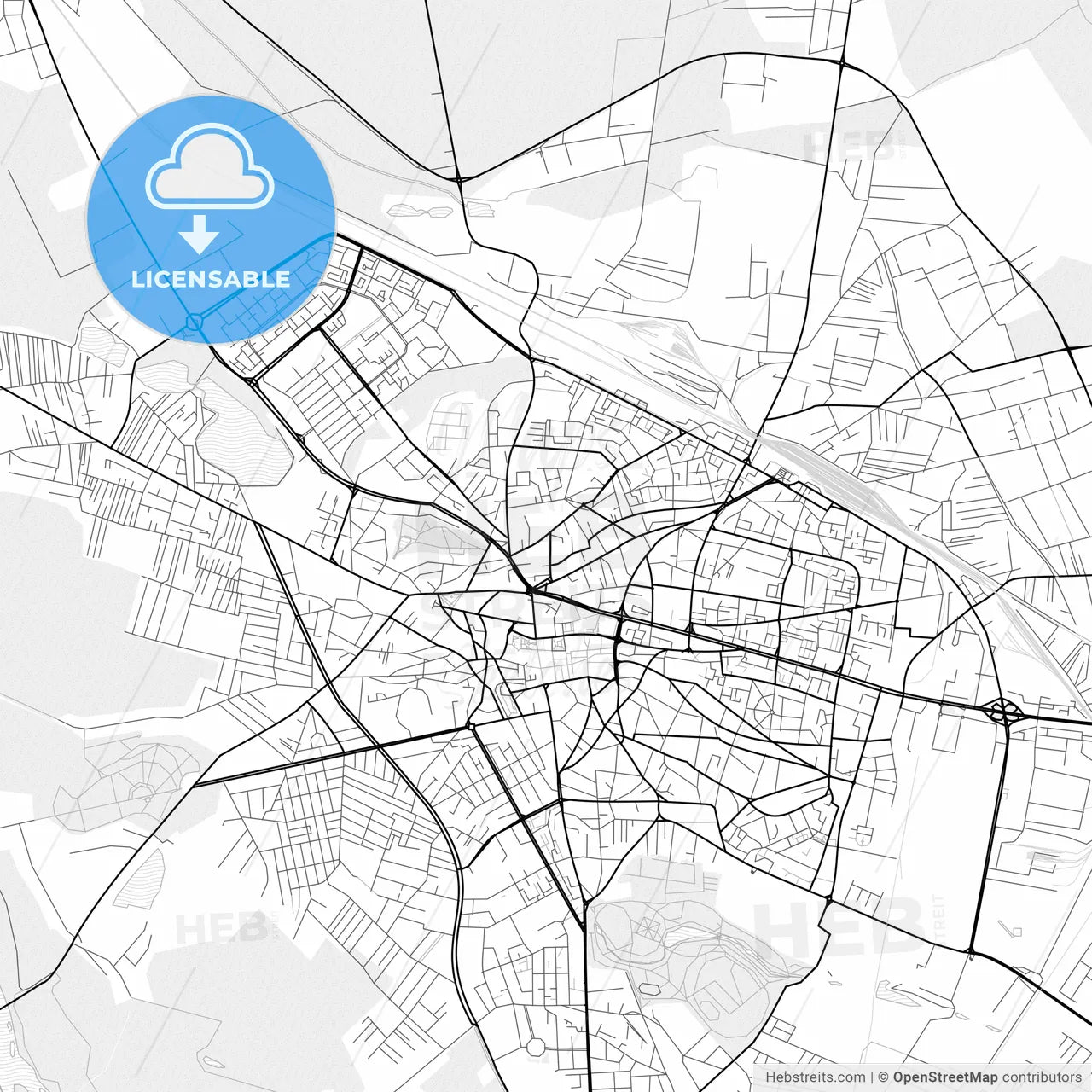 Vector PDF map of Craiova, Romania
