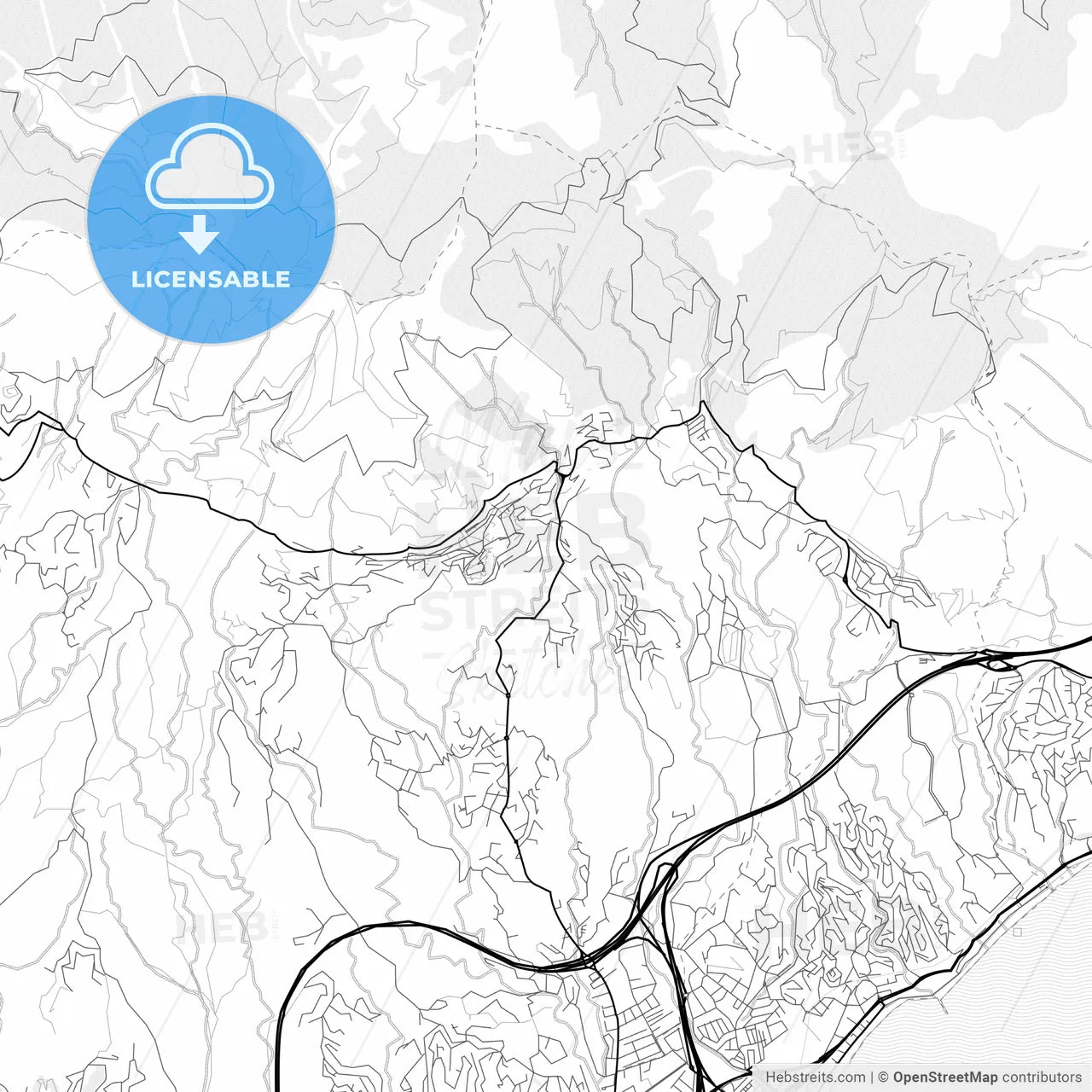 Vector PDF map of Mijas, Spain