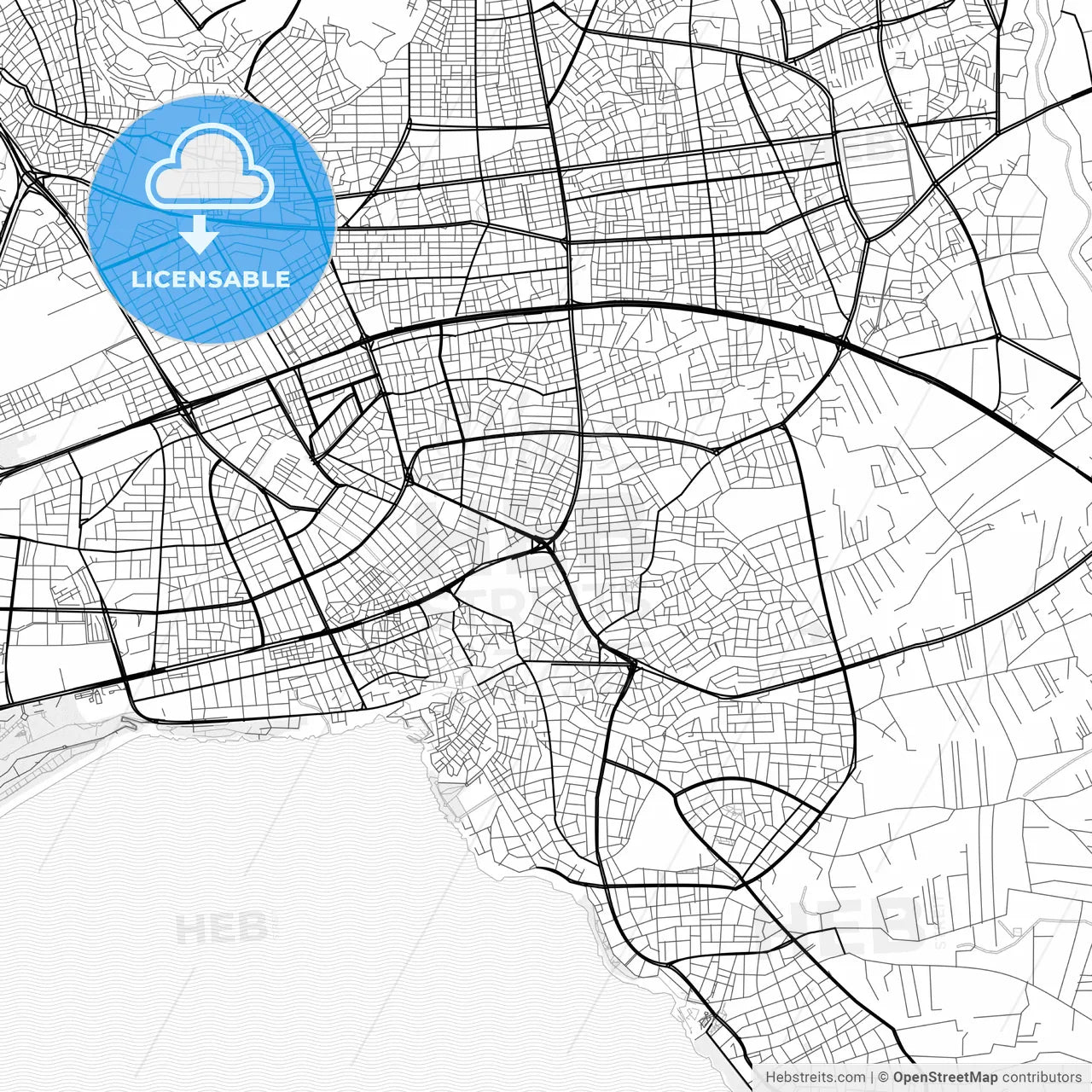 Vector PDF map of Antalya, Turkey