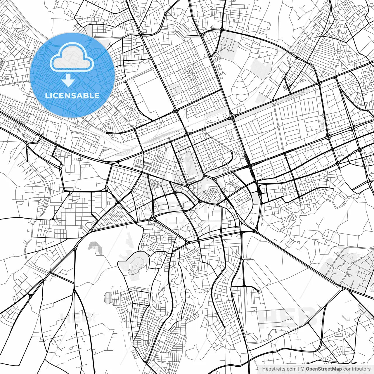 Vector PDF map of Kayseri, Turkey