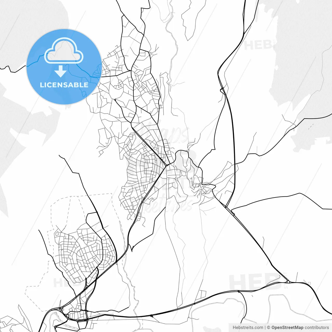 Vector PDF map of Safranbolu, Turkey