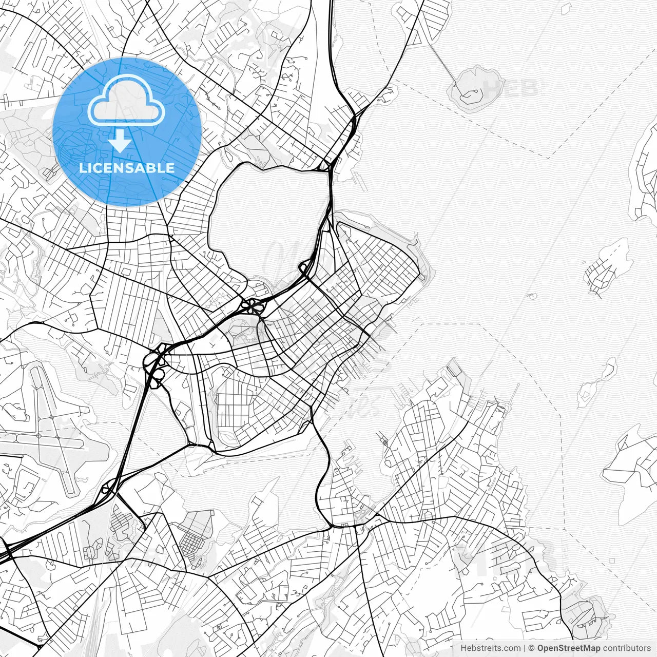 Vector PDF map of Portland, Maine, United States