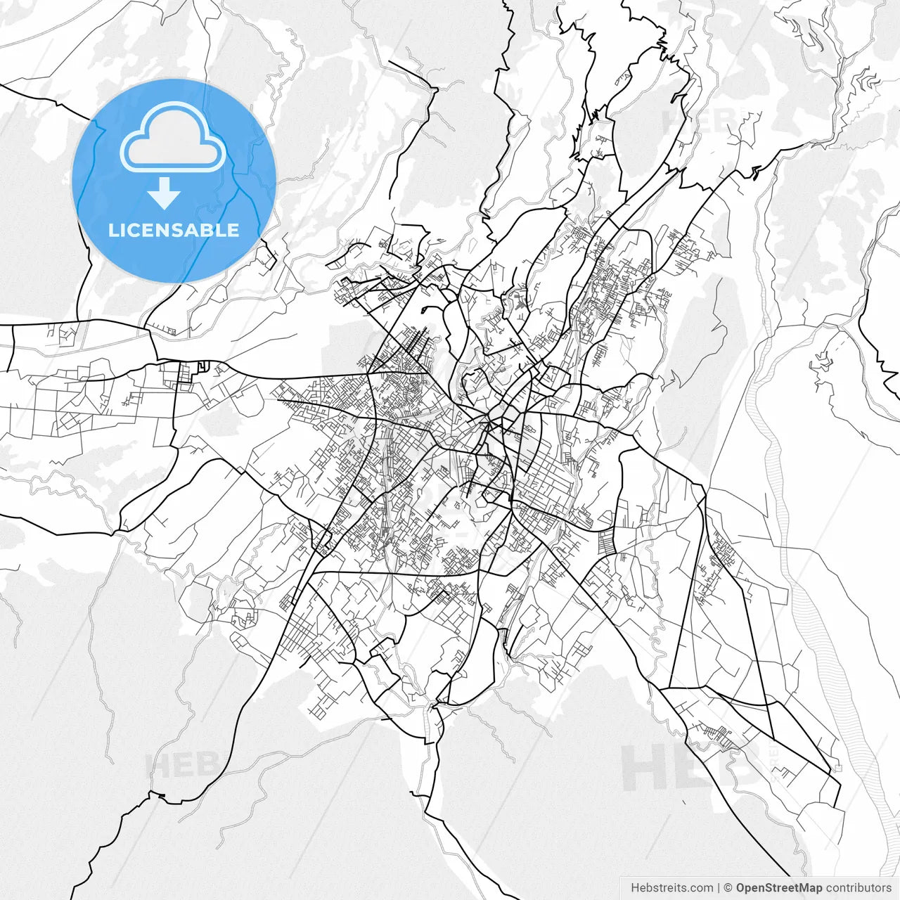 Vector PDF map of Dehradun, India