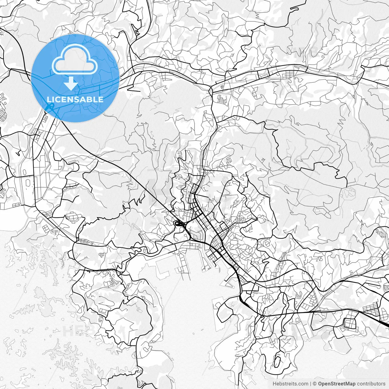 Vector PDF map of Sasebo, Japan