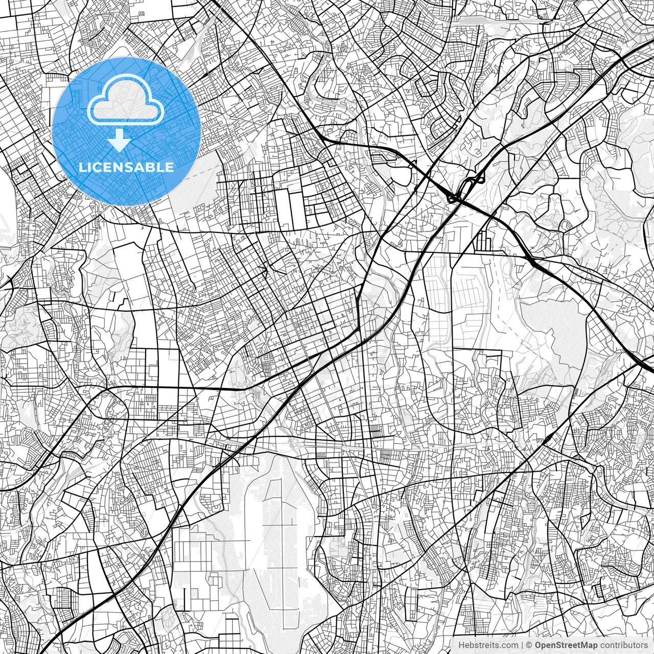Vector PDF map of Yamato, Japan