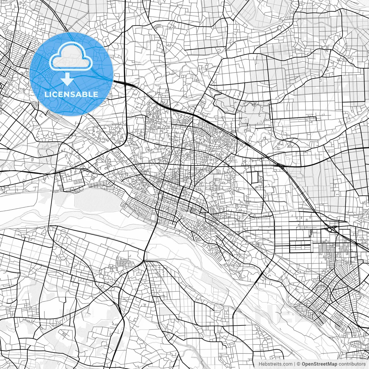 Vector PDF map of Kumagaya, Japan