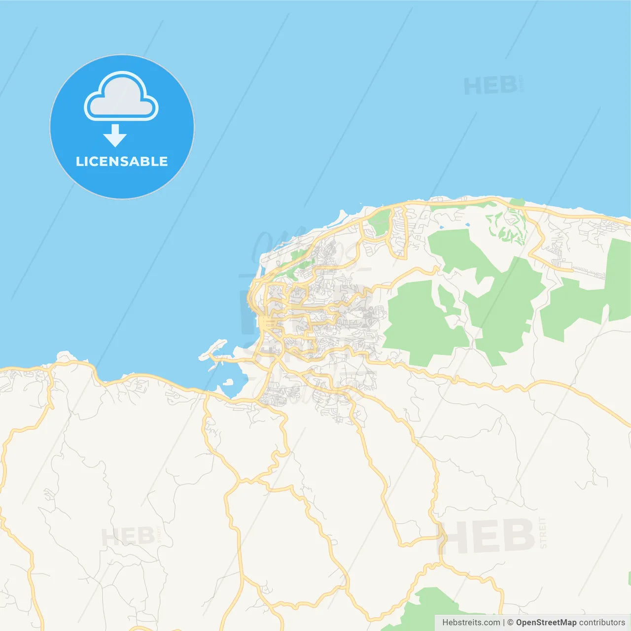 Empty vector map of Montego Bay, Saint Catherine, Jamaica