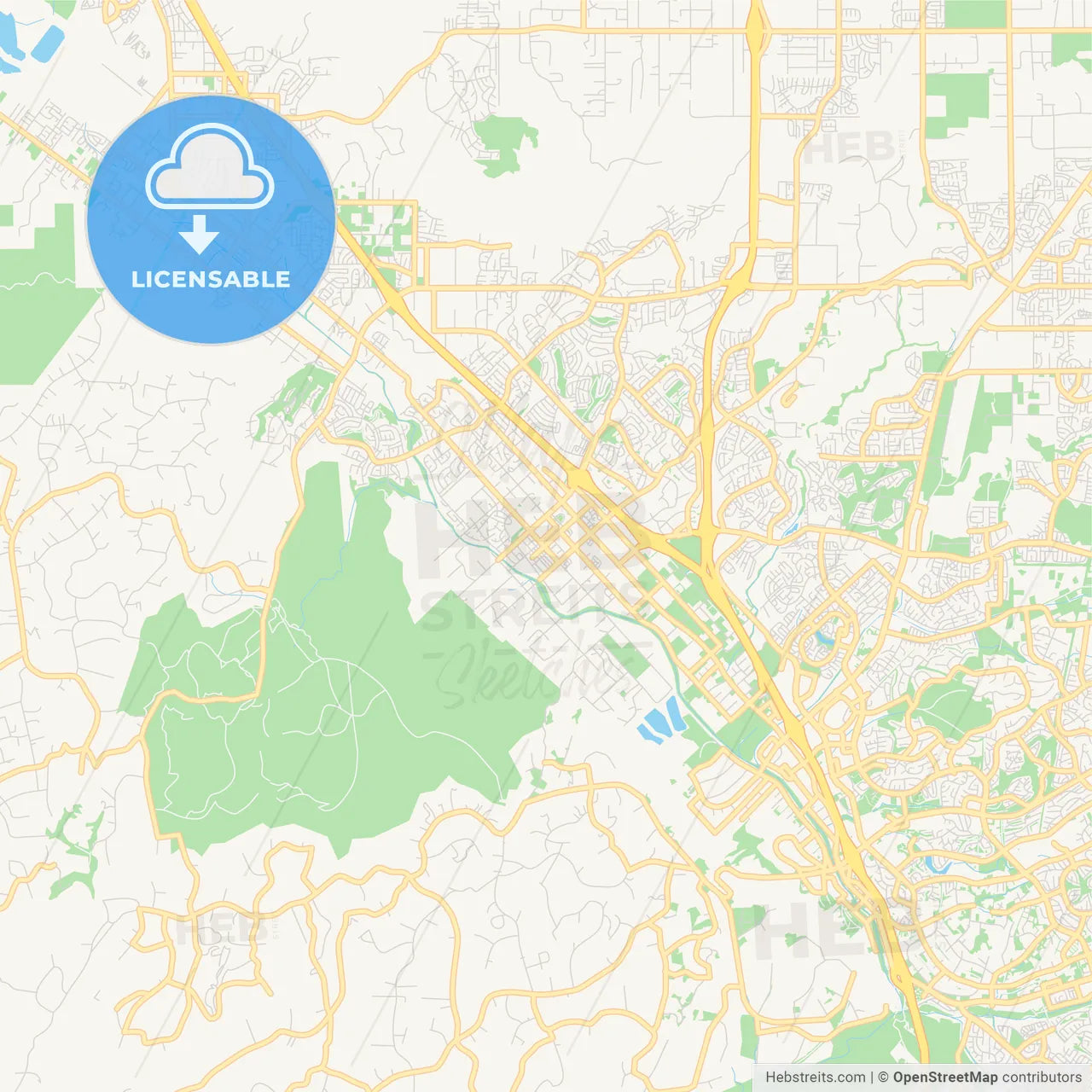 Empty vector map of Murrieta, California, USA