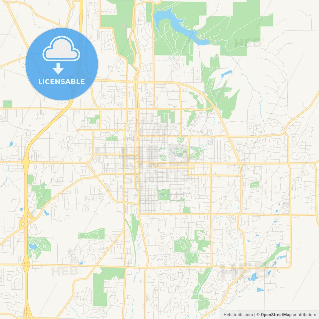 Empty vector map of Bloomington, Indiana, USA