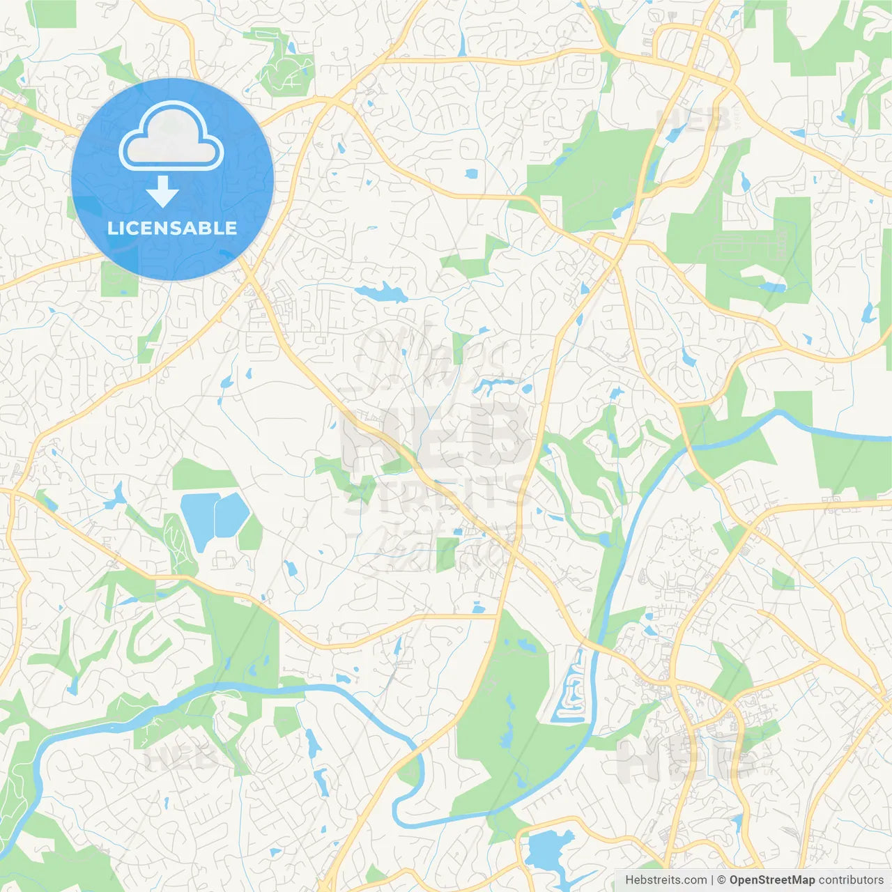 Empty vector map of Johns Creek, Georgia, USA