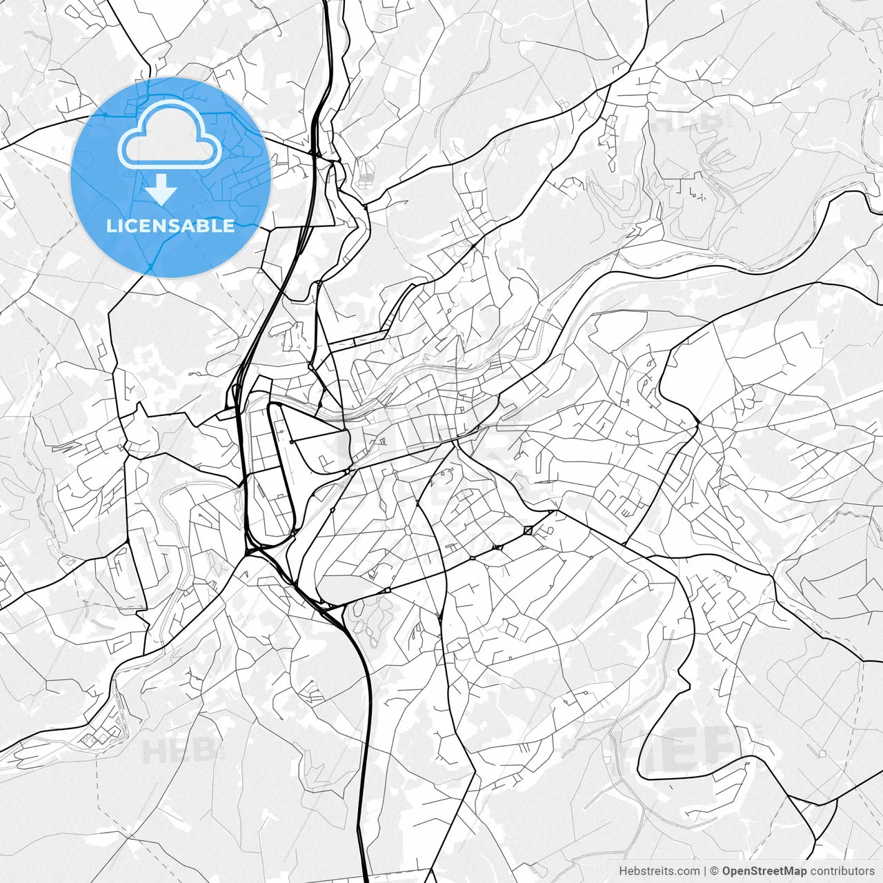 Vector PDF map of Verviers, Belgium