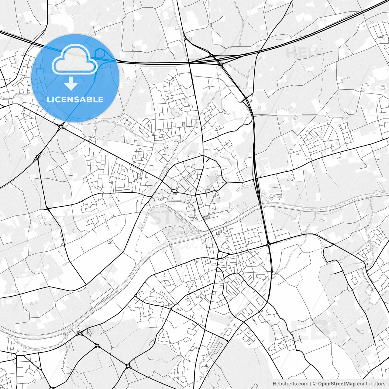 Vector PDF map of Menen, Belgium