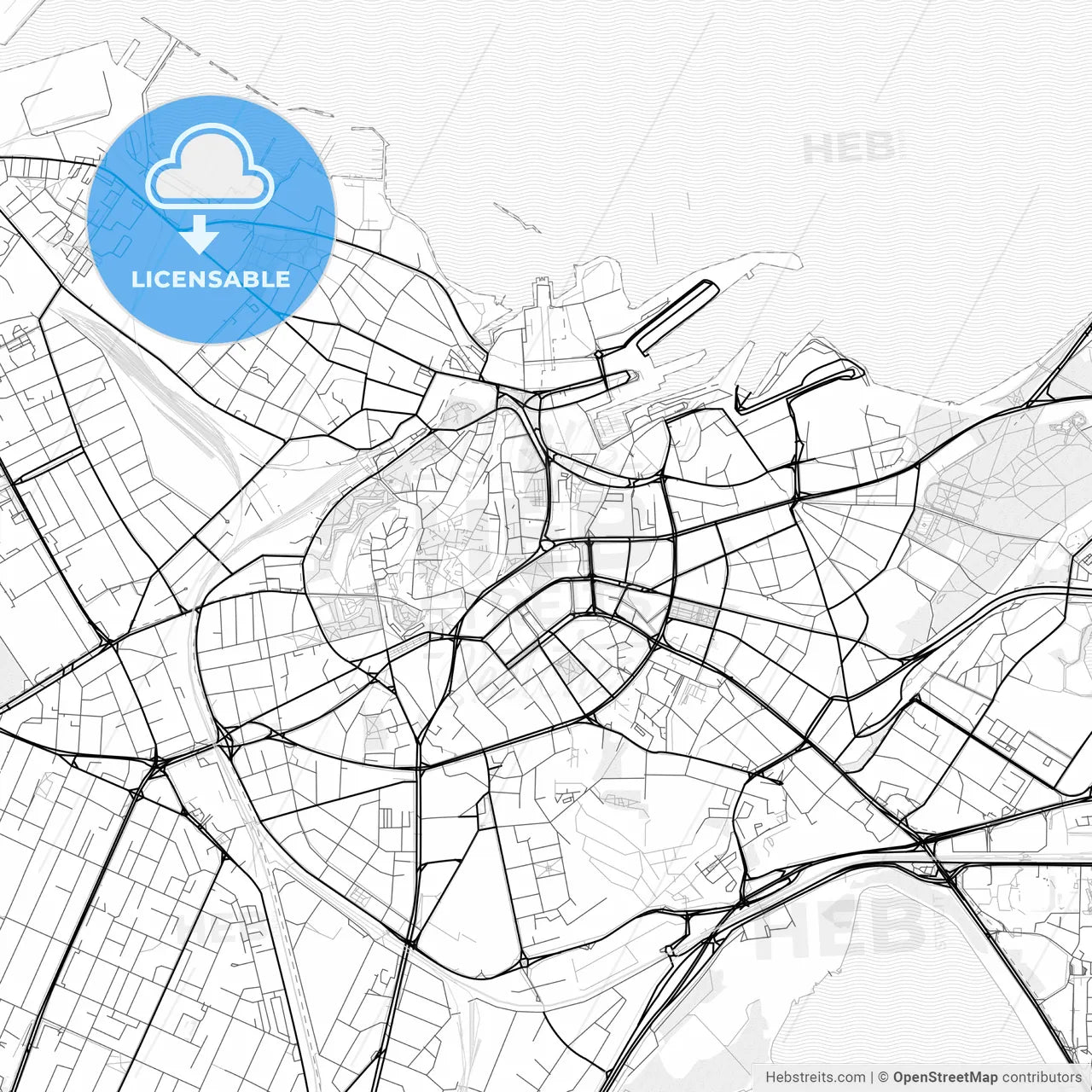 Vector PDF map of Tallinn, Estonia