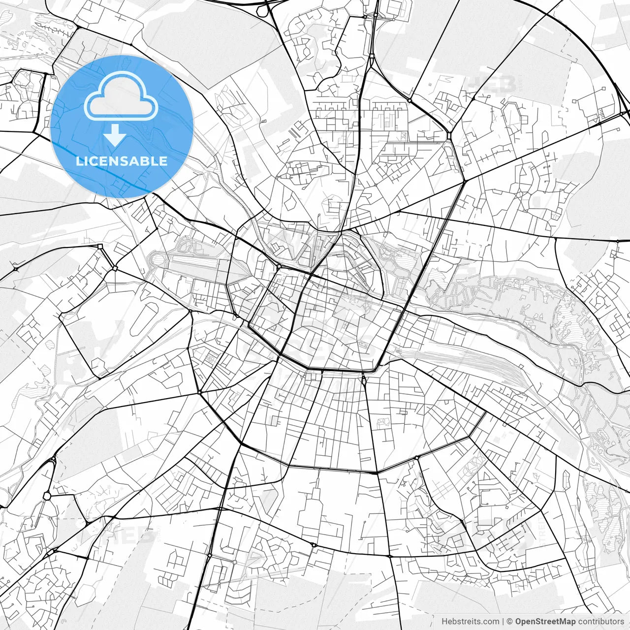 Vector PDF map of Amiens, France