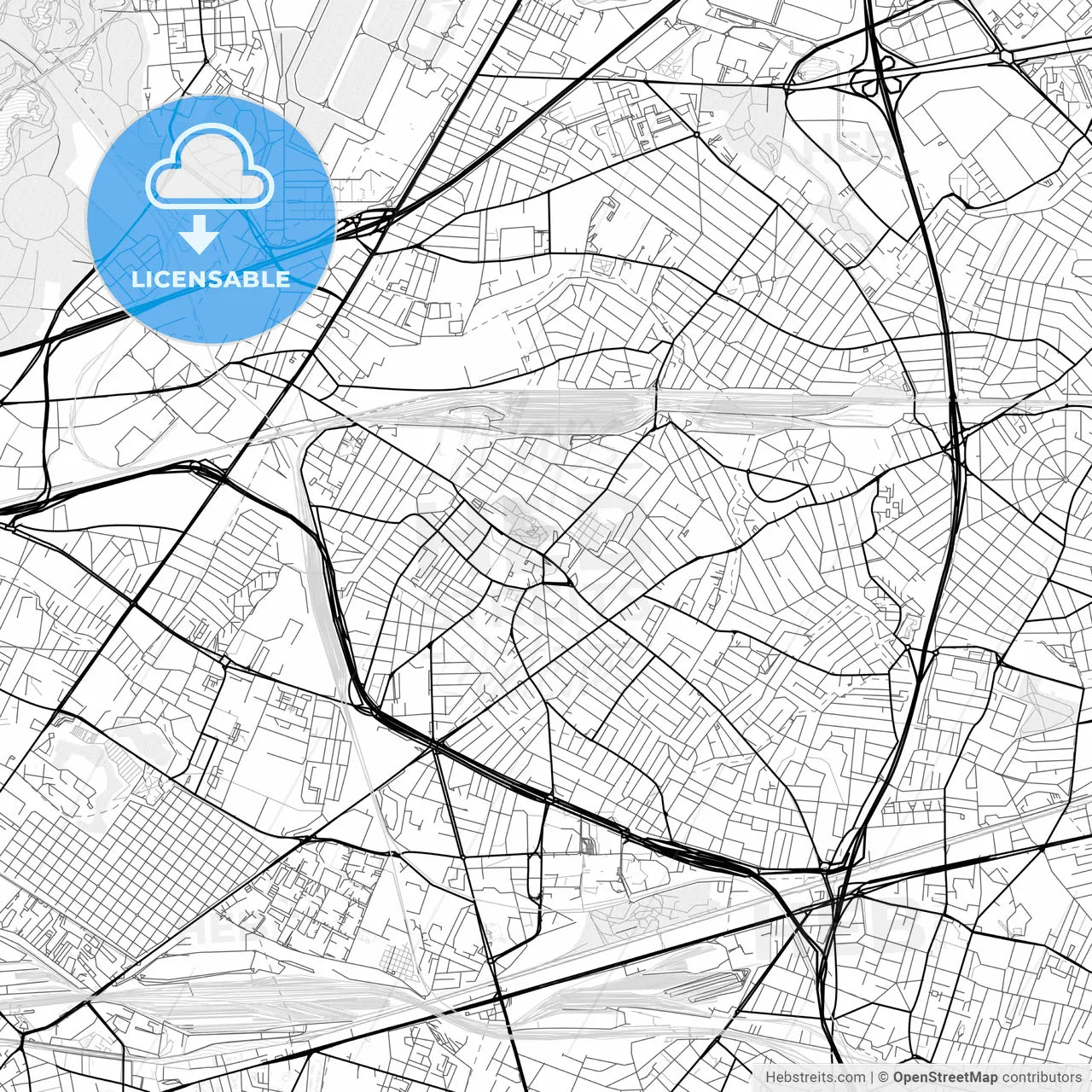 Vector PDF map of Drancy, France