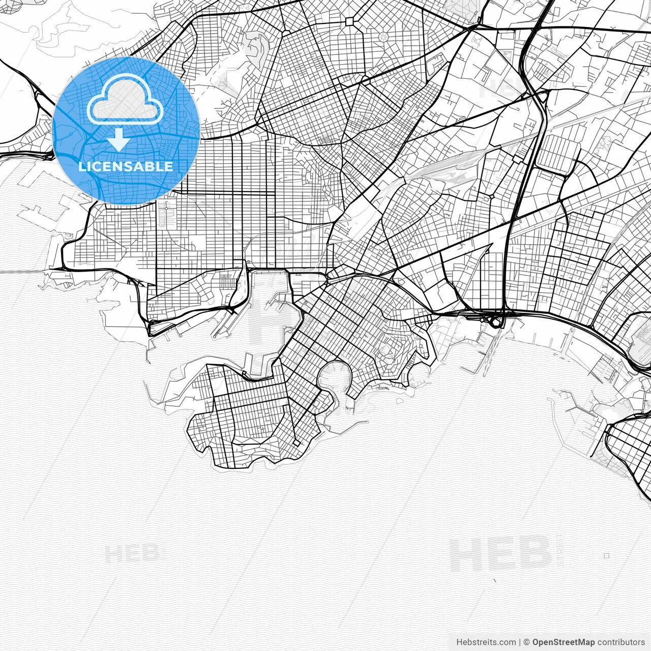 Vector PDF map of Piraeus, Greece