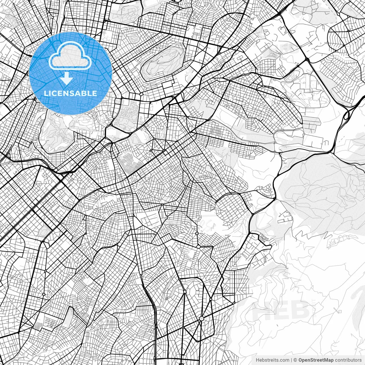 Vector PDF map of Vyronas, Greece