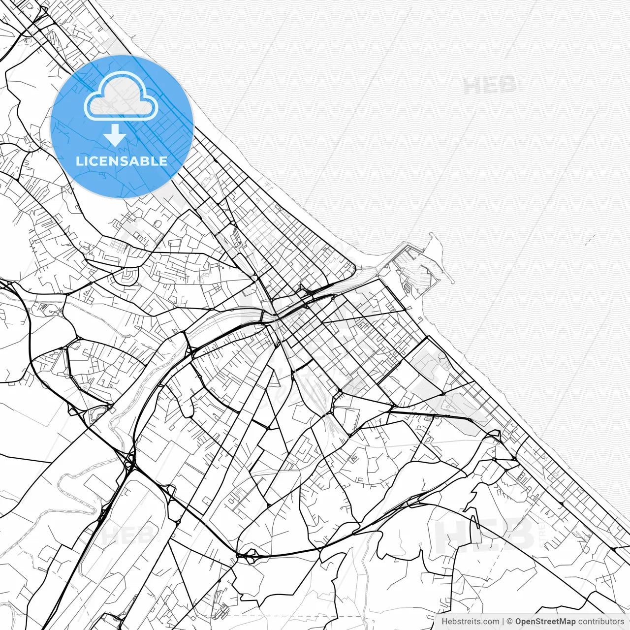 Vector PDF map of Pescara, Italy