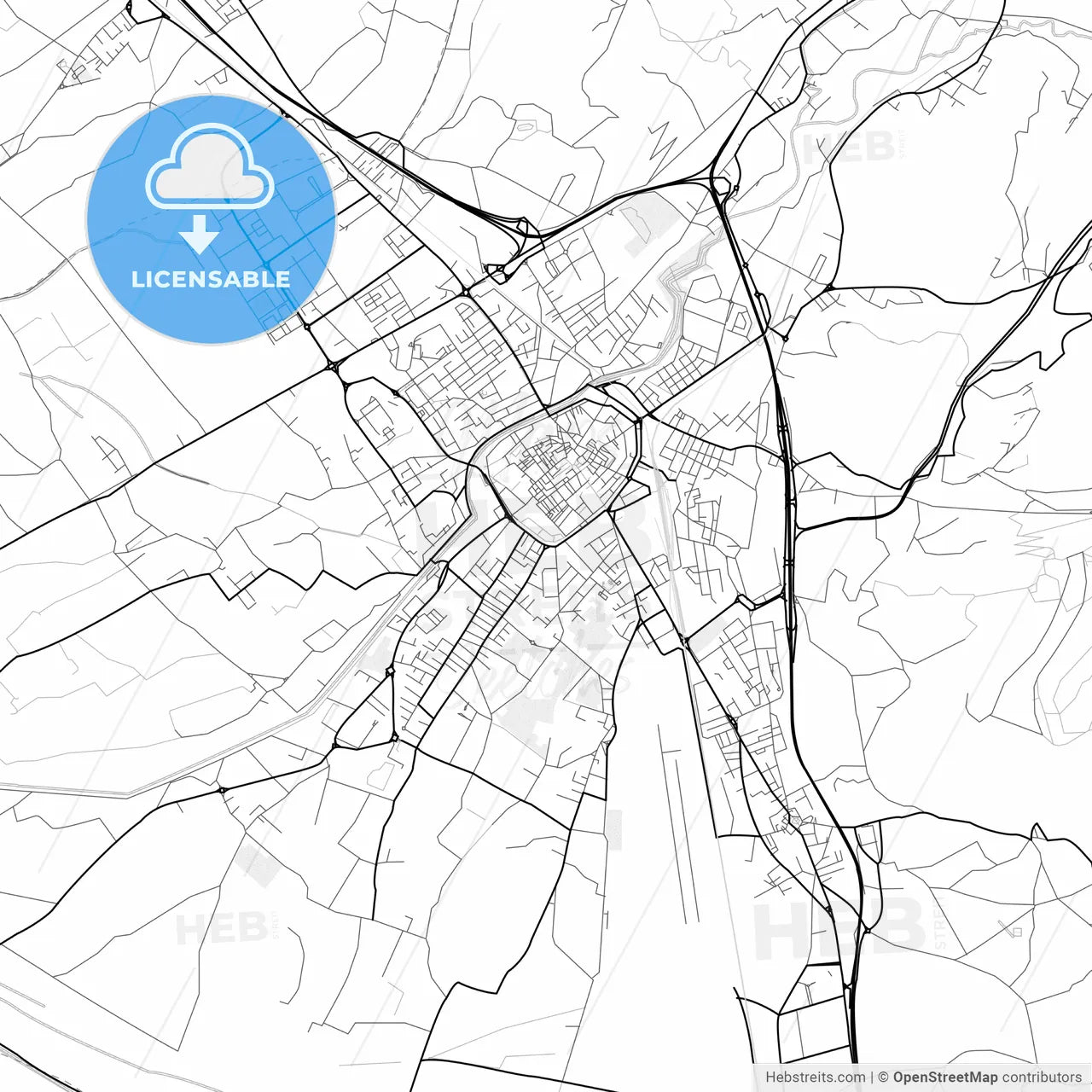 Vector PDF map of Foligno, Italy