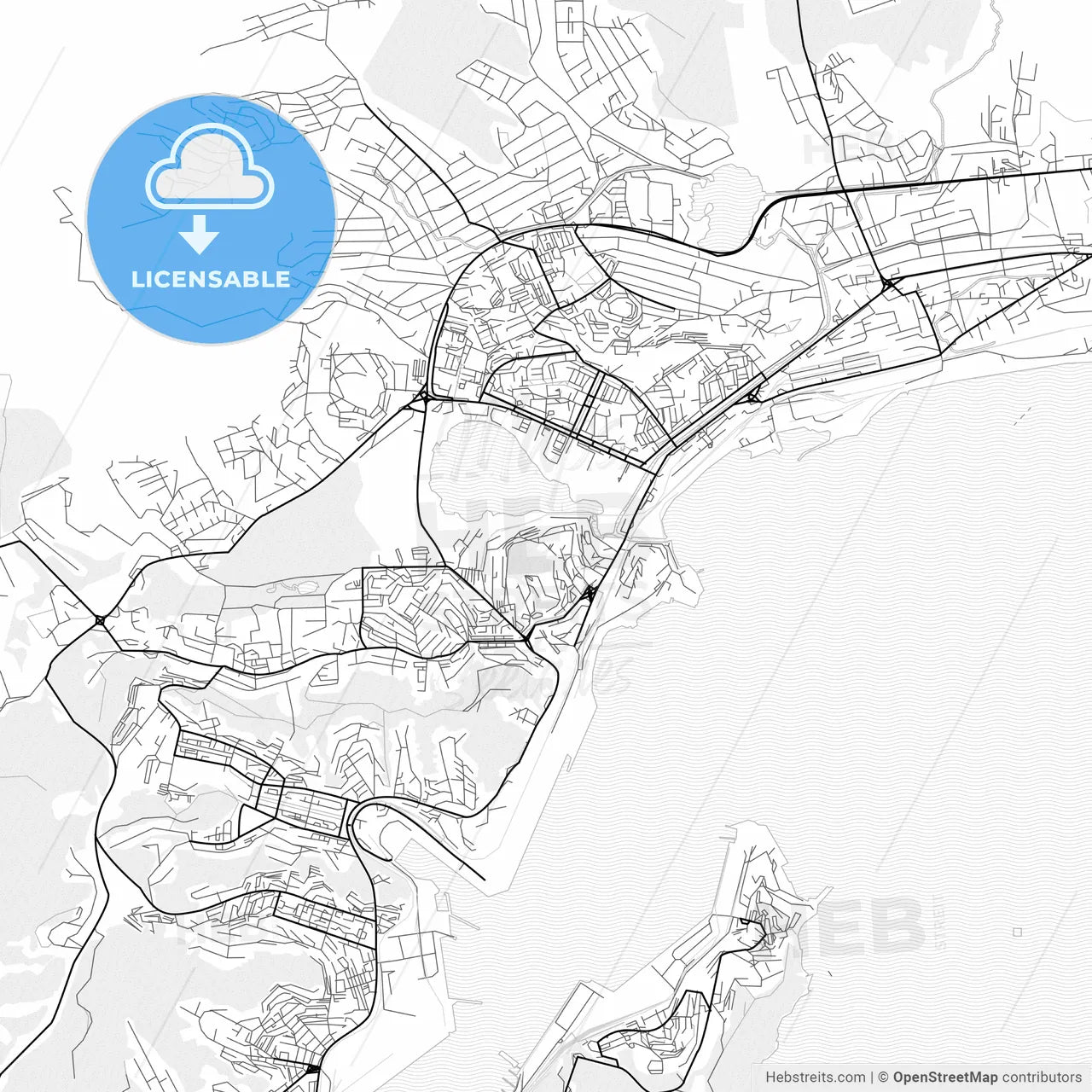 Vector PDF map of Nakhodka, Russia