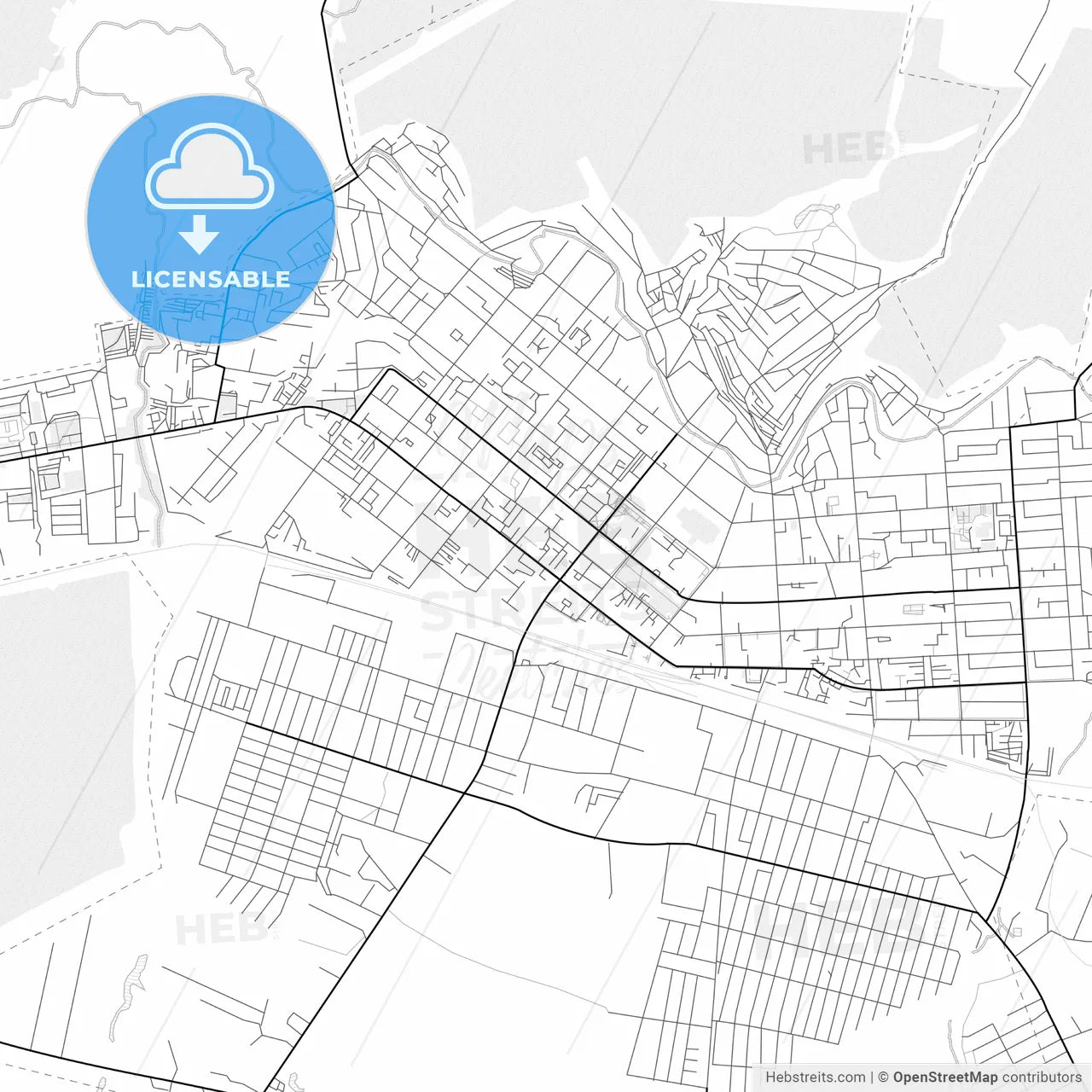 Vector PDF map of Kuznetsk, Russia