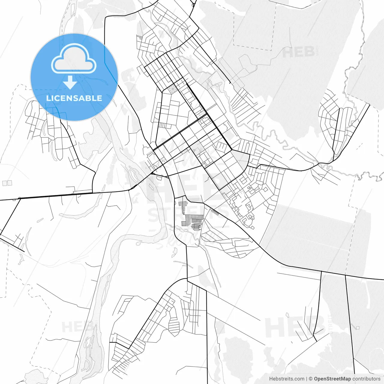 Vector PDF map of Ishimbay, Russia