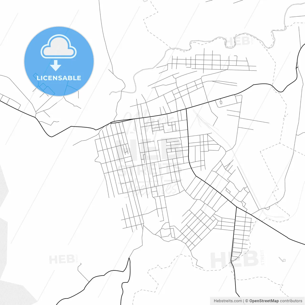 Vector PDF map of Buynaksk, Russia
