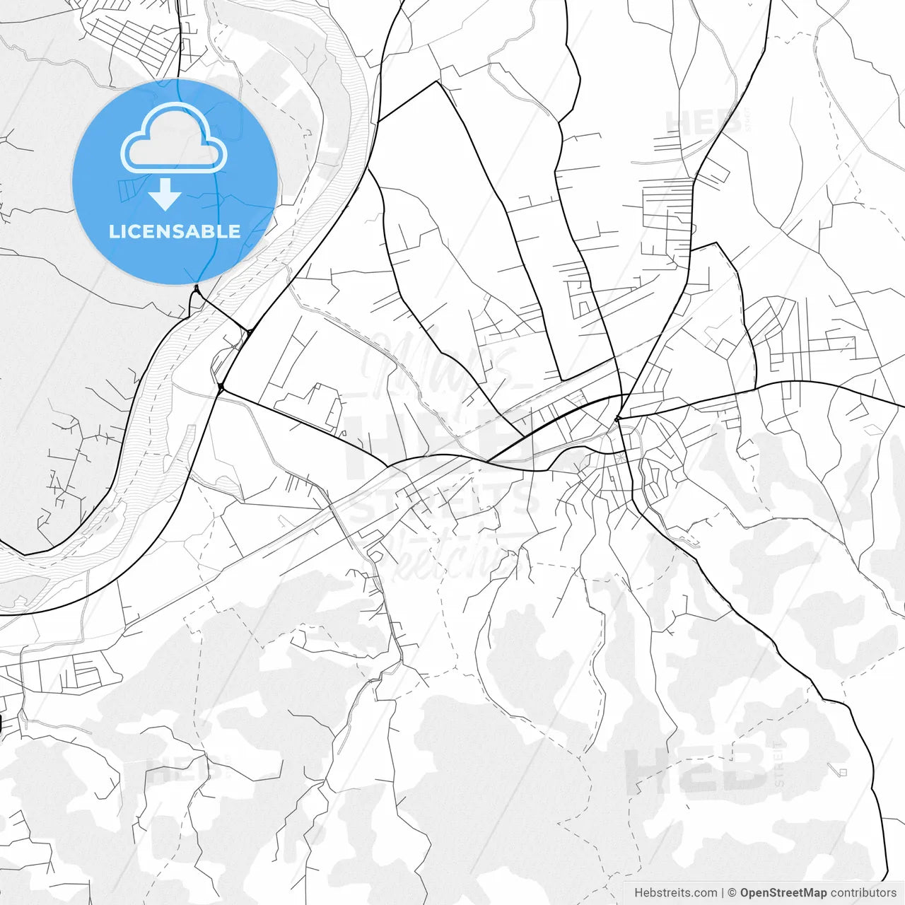 Vector PDF map of Loznica, Serbia