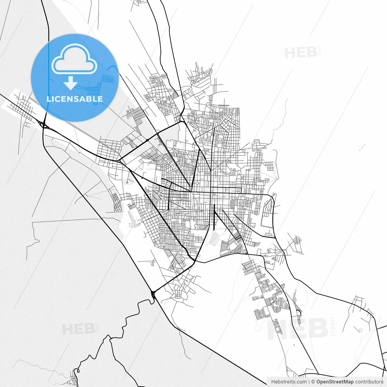 Vector PDF map of Tehuacán, Mexico