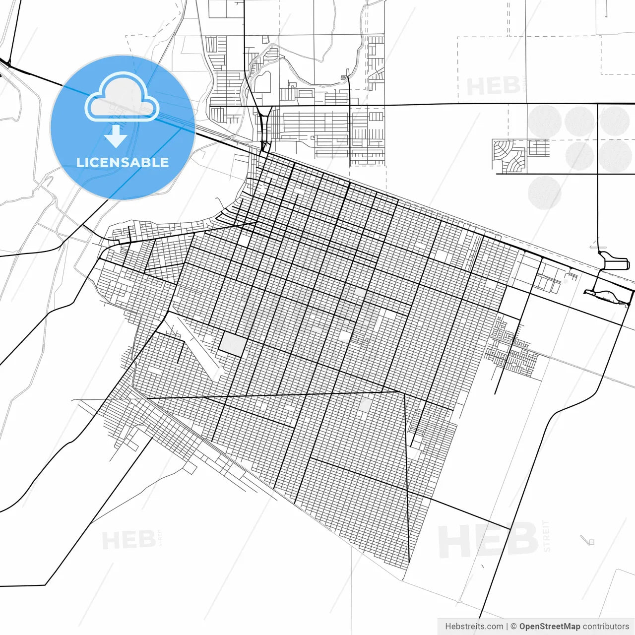 Vector PDF map of San Luis Río Colorado, Mexico