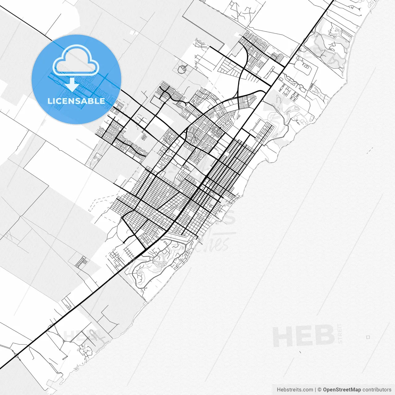 Vector PDF map of Playa del Carmen, Mexico