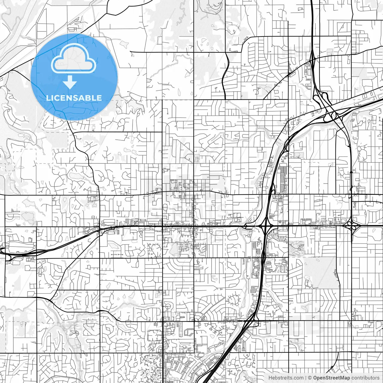 Vector PDF map of Shawnee, Kansas, United States