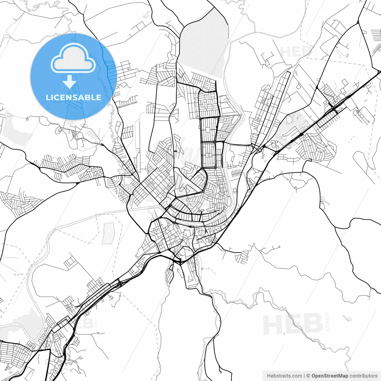 Vector PDF map of Guaratingueta, Brazil