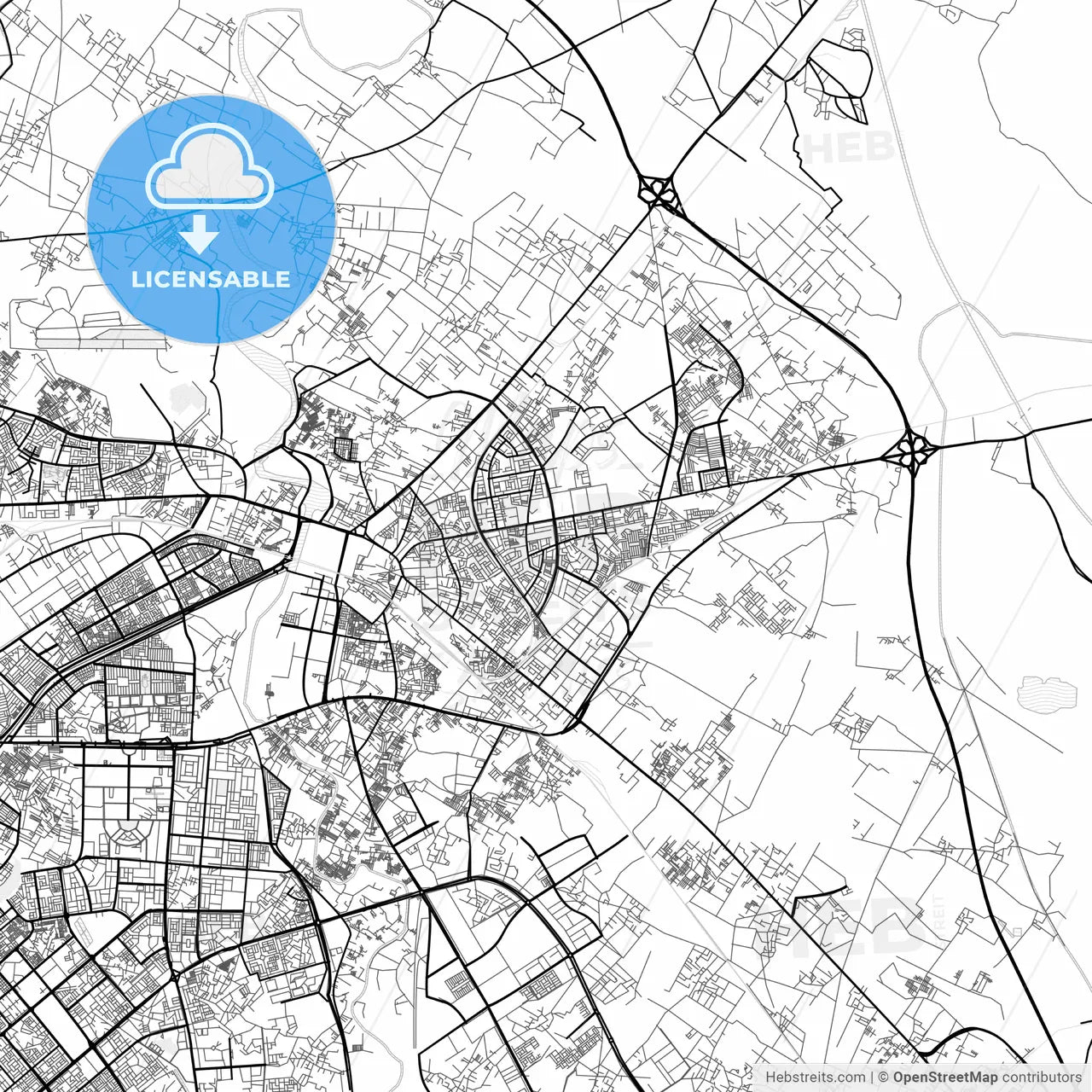 Vector PDF map of Ghaziabad, India