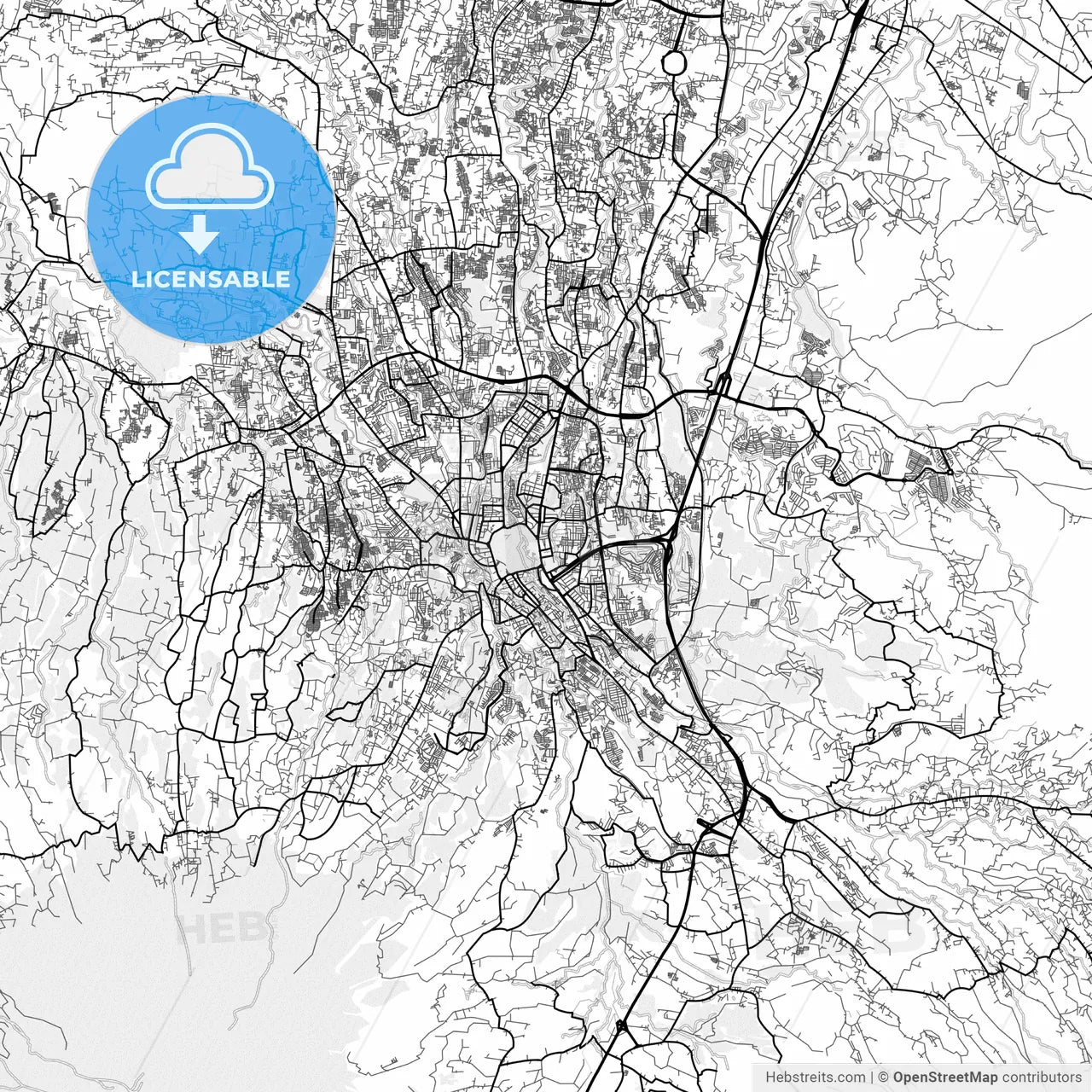 Vector PDF map of Bogor, Indonesia