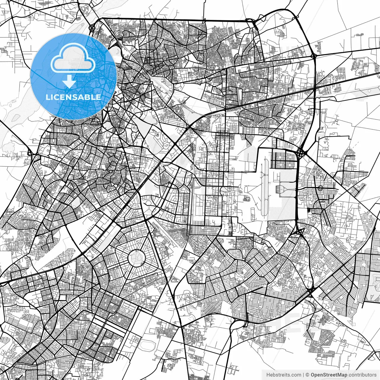 Vector PDF map of Lahore, Pakistan