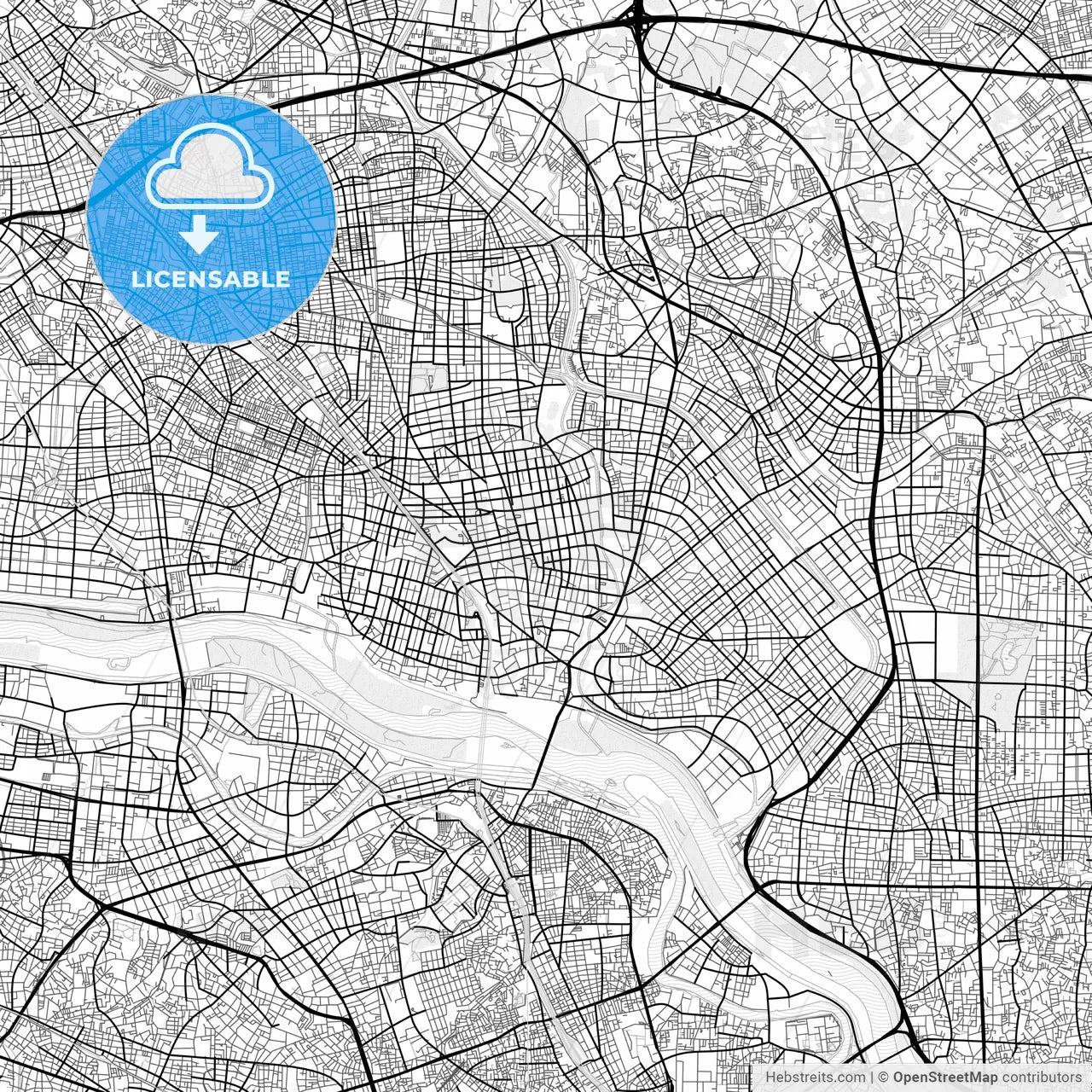 Vector PDF map of Kawaguchi, Japan